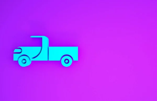 Blue Pickup Truck Icon Isolated Purple Background Minimalism Concept Illustration — Stock Photo, Image
