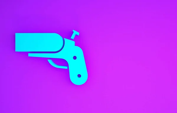 Blue Flare Pistola Sinal Sos Ícone Isolado Fundo Roxo Fogo — Fotografia de Stock