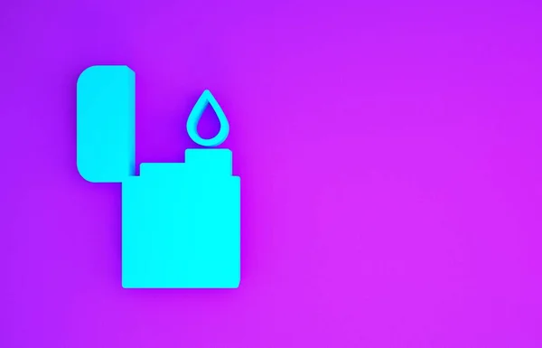 Blue Lighter Icon Isolated Purple Background Minimalism Concept Illustration Render — Stock Photo, Image
