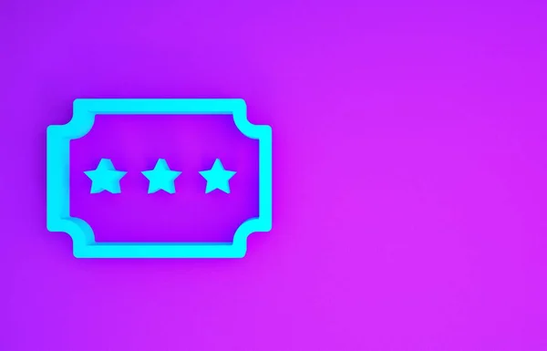 Значок Blue Ticket Выделен Фиолетовом Фоне Парк Развлечений Концепция Минимализма — стоковое фото