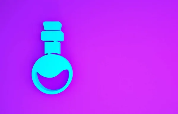 愛のアイコンが紫色の背景に隔離されたブルーボトル バレンタインデーのシンボル 最小限の概念 3Dイラスト3Dレンダリング — ストック写真