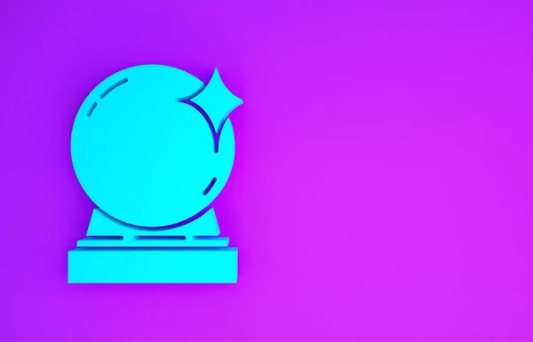 Иконка Голубого Шара Выделена Фиолетовом Фоне Хрустальный Концепция Минимализма Рендеринг — стоковое фото