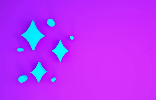 蓝色的闪烁着迷人光芒的恒星图标被隔离在紫色的背景上 神奇的圣诞装饰 最低纲领的概念 3D渲染3D插图 — 图库照片
