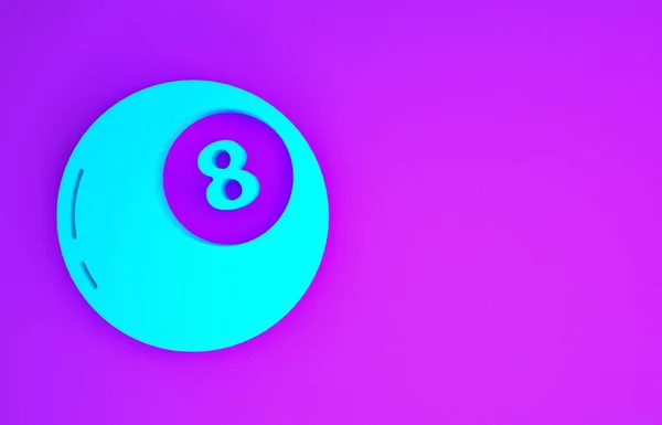 Blue Magic ball of predictions for decision-making icon isolated on purple background. Crystal ball. Minimalism concept. 3d illustration 3D render