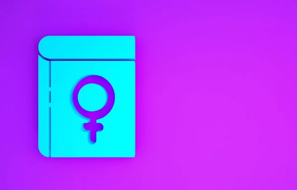Синяя Книга Женщинах Икона Выделена Фиолетовом Фоне Марта Международный День — стоковое фото