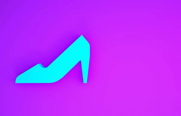 Blue Woman Shoe High Heel Icon Isolated Purple Background March — Stock Photo, Image