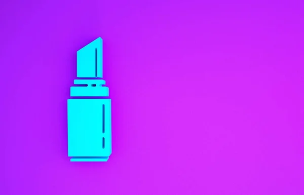 紫色の背景に隔離されたブルーリップスティックアイコン 3月8日 国際女性デー 最小限の概念 3Dイラスト3Dレンダリング — ストック写真