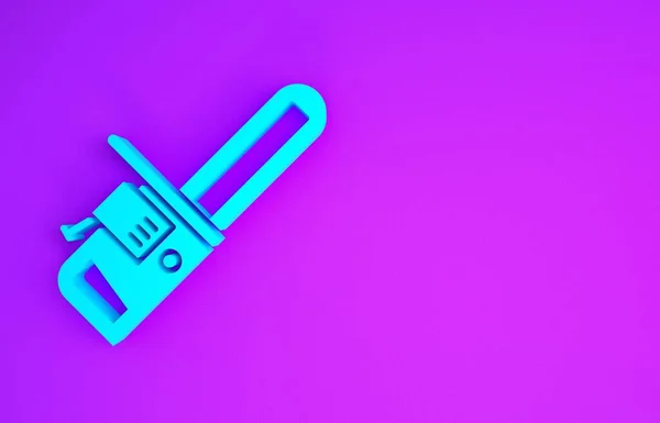 Ікона Blue Chainsaw Ізольована Фіолетовому Фоні Концепція Мінімалізму Рендеринг — стокове фото