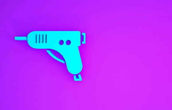Ікона Blue Electric Hot Glue Gun Ізольована Фіолетовому Фоні Гарячий — стокове фото