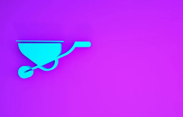 Блакитна Піктограма Тачка Ізольована Фіолетовому Фоні Інструментальне Обладнання Сільськогосподарська Колісна — стокове фото