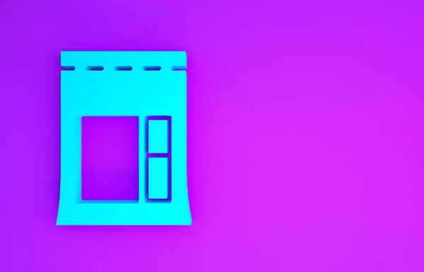 Иконка Голубого Цементного Мешка Выделена Фиолетовом Фоне Концепция Минимализма Рендеринг — стоковое фото