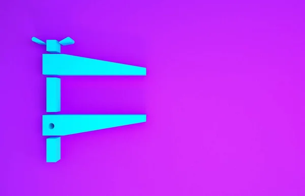 Иконка Инструмента Blue Clamp Выделена Фиолетовом Фоне Слесарь Концепция Минимализма — стоковое фото