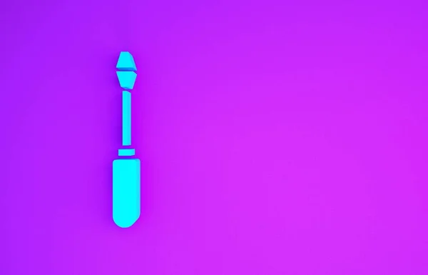 Блакитна Викрутка Ізольована Фіолетовому Фоні Символ Інструменту Обслуговування Концепція Мінімалізму — стокове фото