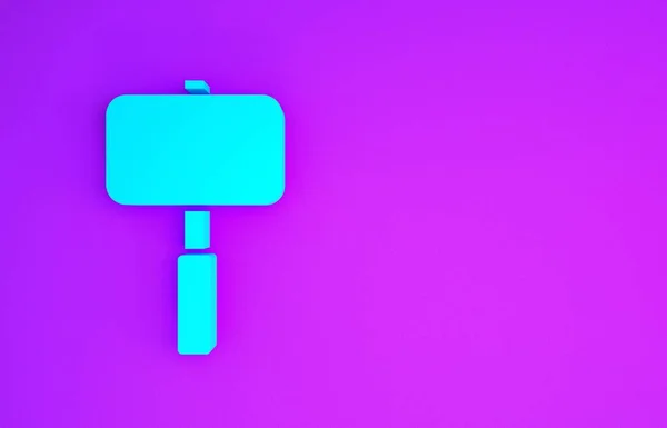 Синий Кувалда Значок Изолирован Фиолетовом Фоне Концепция Минимализма Рендеринг — стоковое фото