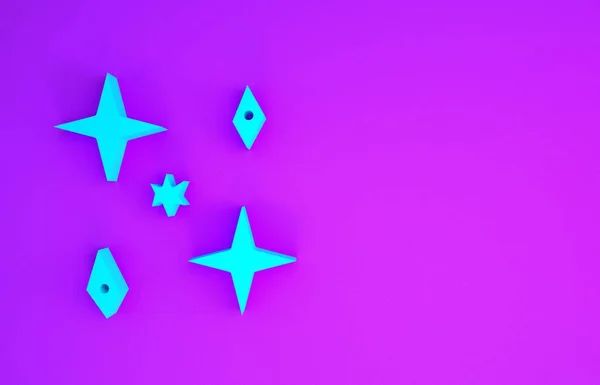 Blue Falling Stars Icono Aislado Sobre Fondo Púrpura Meteoroide Meteorito — Foto de Stock