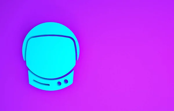 Ícone Capacete Azul Astronauta Isolado Fundo Roxo Conceito Minimalismo Ilustração — Fotografia de Stock