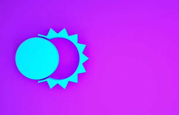 Eclipse Azul Del Icono Del Sol Aislado Sobre Fondo Púrpura —  Fotos de Stock