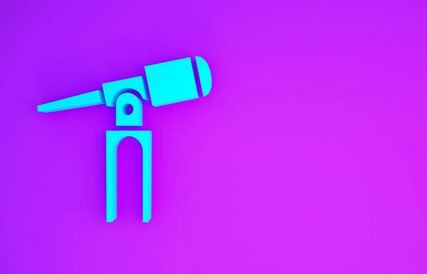 Ікона Blue Telescope Ізольована Фіолетовому Фоні Науковий Інструмент Освіта Астрономія — стокове фото