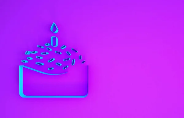 Блакитний Пасхальний Торт Ікона Свічками Ізольовані Фіолетовому Фоні Великоднем Концепція — стокове фото