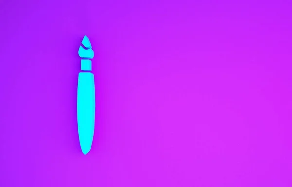 Icône Brosse Bleue Isolée Sur Fond Violet Concept Minimalisme Illustration — Photo