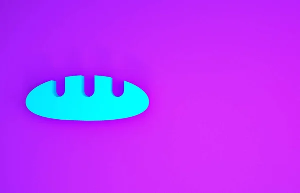 紫色の背景に青いパンのローフアイコン 最小限の概念 3Dイラスト3Dレンダリング — ストック写真