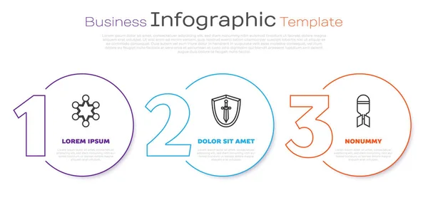 Полицейский Значок Средневековый Щит Мечом Авиационной Бомбой Бизнес Инфографический Шаблон — стоковый вектор