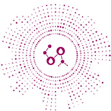 Mor Molekül yağı ikonu beyaz arkaplanda izole edilmiş. Kimya moleküllerinin yapısı. Soyut çember rastgele noktalar. Vektör İllüstrasyonu