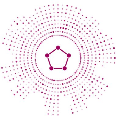 Mor Geometrik figür Pentagonal prizma simgesi beyaz arkaplanda izole edildi. Soyut şekil. Geometrik süs. Soyut çember rastgele noktalar. Vektör İllüstrasyonu