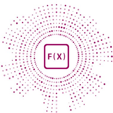 Mor Fonksiyon matematiksel simgesi beyaz arkaplanda izole edildi. Soyut çember rastgele noktalar. Vektör İllüstrasyonu