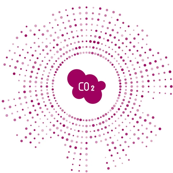 Fioletowe Emisje Co2 Ikonie Chmury Izolowane Białym Tle Formuła Dwutlenku — Wektor stockowy
