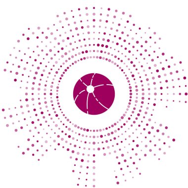 Mor plaj topu ikonu beyaz arkaplanda izole edildi. Soyut çember rastgele noktalar. Vektör İllüstrasyonu