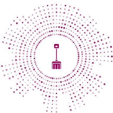 Mor kar küreği simgesi beyaz arkaplanda izole edildi. Soyut çember rastgele noktalar. Vektör İllüstrasyonu