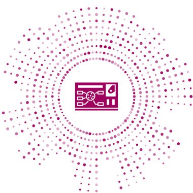 Mor Gelecekçi gövde arayüzü simgesi beyaz arkaplanda izole edildi. Hologram ui Infographic, interaktif dünya ve siber gökyüzü kurgu ekranı. Soyut çember rastgele noktalar. Vektör İllüstrasyonu