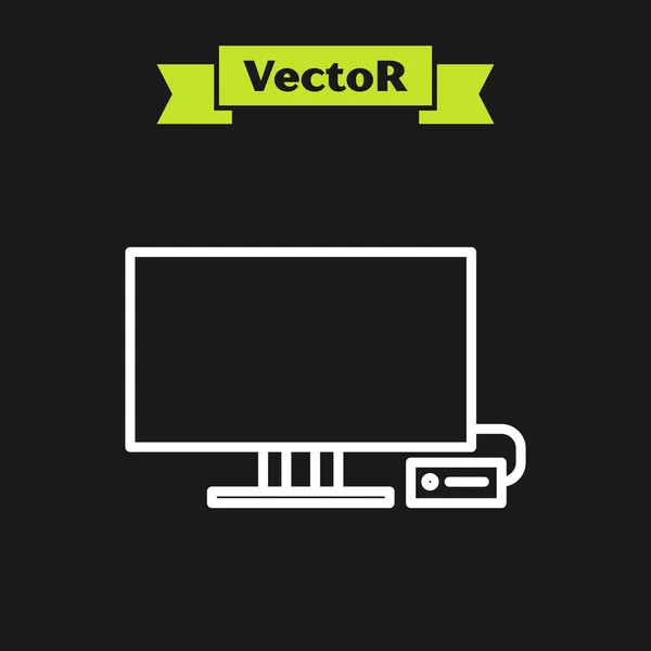 Weiße Linie Smart Symbol Isoliert Auf Schwarzem Hintergrund Fernsehzeichen Vektorillustration — Stockvektor