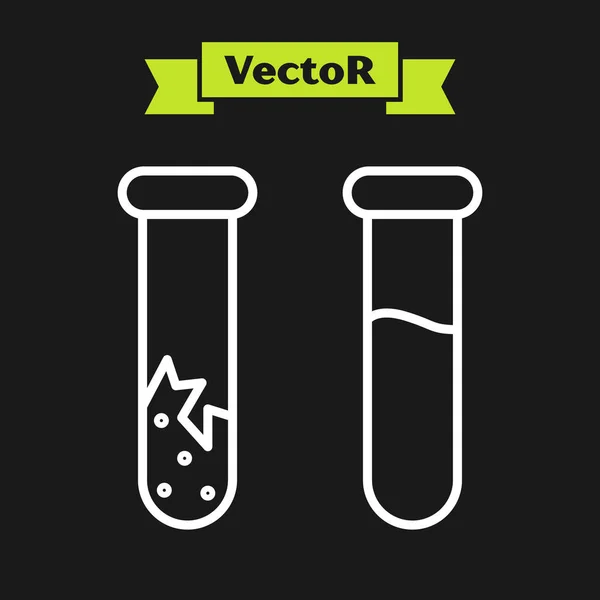 Reagenzglas Und Kolben Mit Weißer Linie Symbol Für Chemische Labortests — Stockvektor