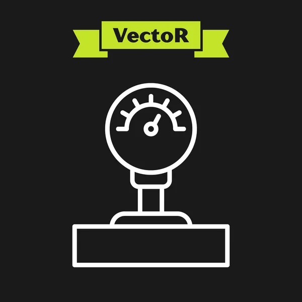 Піктограма Масштабу Білої Лінії Ізольована Чорному Тлі Задоволення Температура Манометр — стоковий вектор