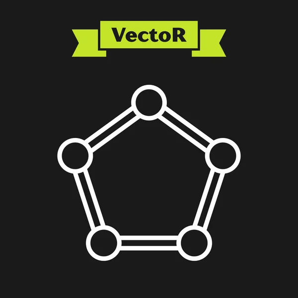 Figura Geométrica Línea Blanca Icono Esfera Aislado Sobre Fondo Negro — Vector de stock