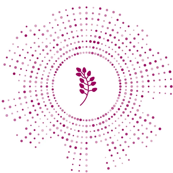 Purple Willow leaf icon isolated on white background. Abstract circle random dots. Vector Illustration — Stock Illustration Purple Willow Leaf Icon Isolated White Background Abstract Circle Random Vector Graphics