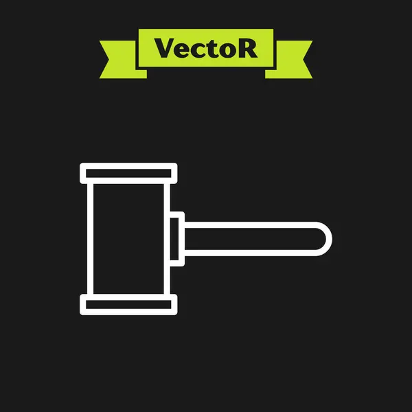 Weiße Linienrichtergabel Ikone Isoliert Auf Schwarzem Hintergrund Der Hammer Für — Stockvektor