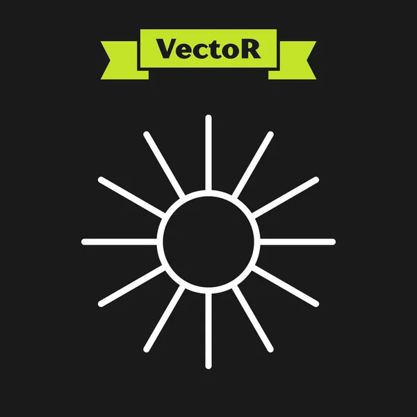 Icono Sol Línea Blanca Aislado Sobre Fondo Negro Símbolo Verano — Vector de stock