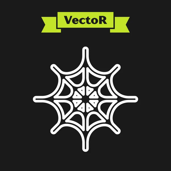 White Line Spider Web Icon Isolated Black Background Cobweb Sign — Stock Vector