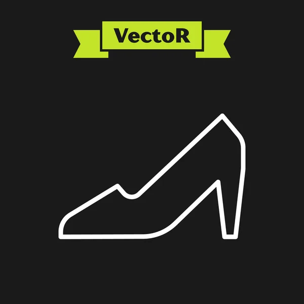 Белая Линия Женская Обувь Высоким Каблуком Значок Изолирован Черном Фоне — стоковый вектор