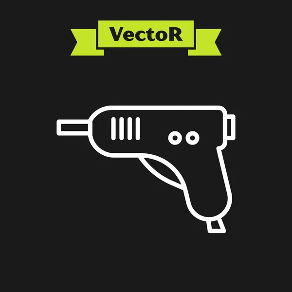 Línea Blanca Icono Eléctrico Pistola Pegamento Caliente Aislado Sobre Fondo — Vector de stock