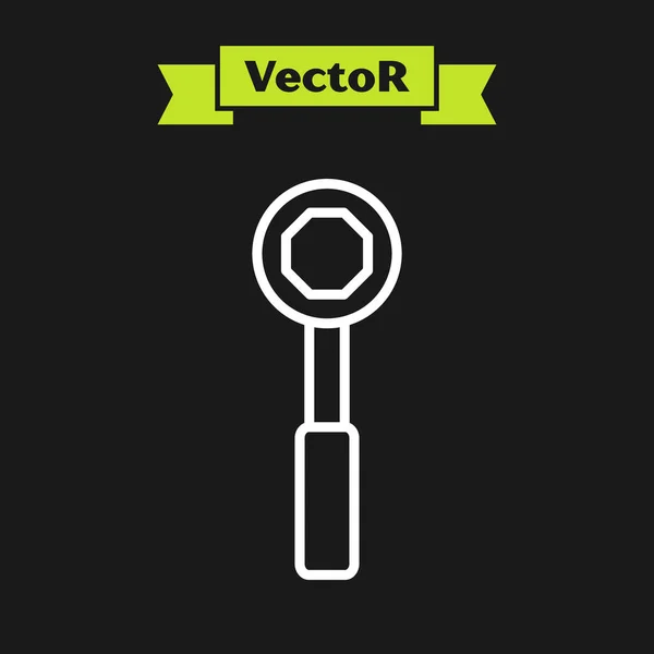 Weiße Linie Schlüsselschlüssel Symbol Isoliert Auf Schwarzem Hintergrund Vektorillustration — Stockvektor