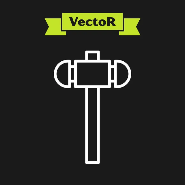 Weiße Linie Vorschlaghammer Symbol Isoliert Auf Schwarzem Hintergrund Vektorillustration — Stockvektor