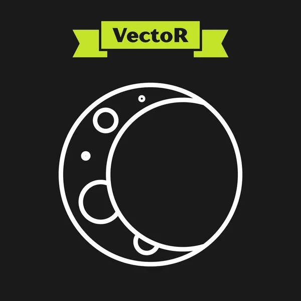 Línea Blanca Icono Lunar Aislado Sobre Fondo Negro Ilustración Vectorial — Vector de stock