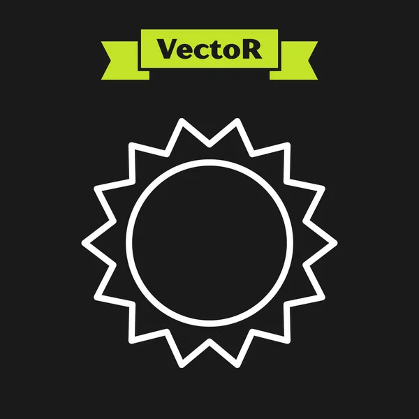 Icono Sol Línea Blanca Aislado Sobre Fondo Negro Símbolo Verano — Vector de stock