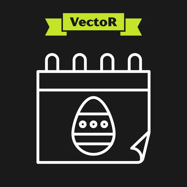 Calendario Línea Blanca Con Icono Huevo Pascua Aislado Sobre Fondo — Vector de stock