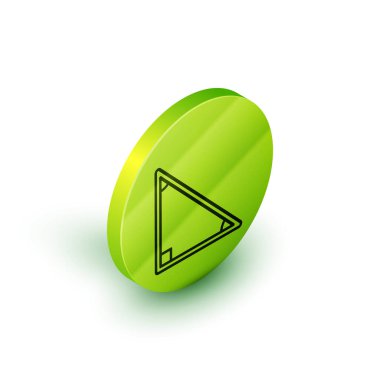 Beyaz arka planda yalıtılmış İzometrik çizgi Takvim simgesi. Olay hatırlatıcı sembolü. Yeşil daire düğmesi. Vektör İllüstrasyonu