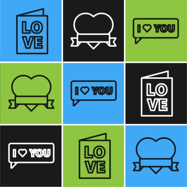 Sevgililer Günü partisi ilanı, seni, Heart 'ı ve kurdele ikonuyla konuşma balonu. Vektör